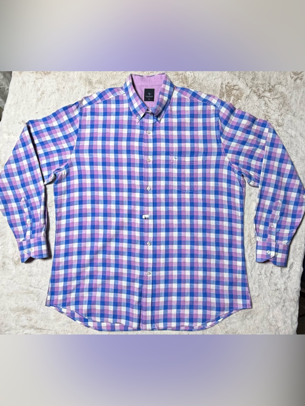 Tailorbyrd Men's Plaid Button-Down Shirt in Blue & Purple XXL